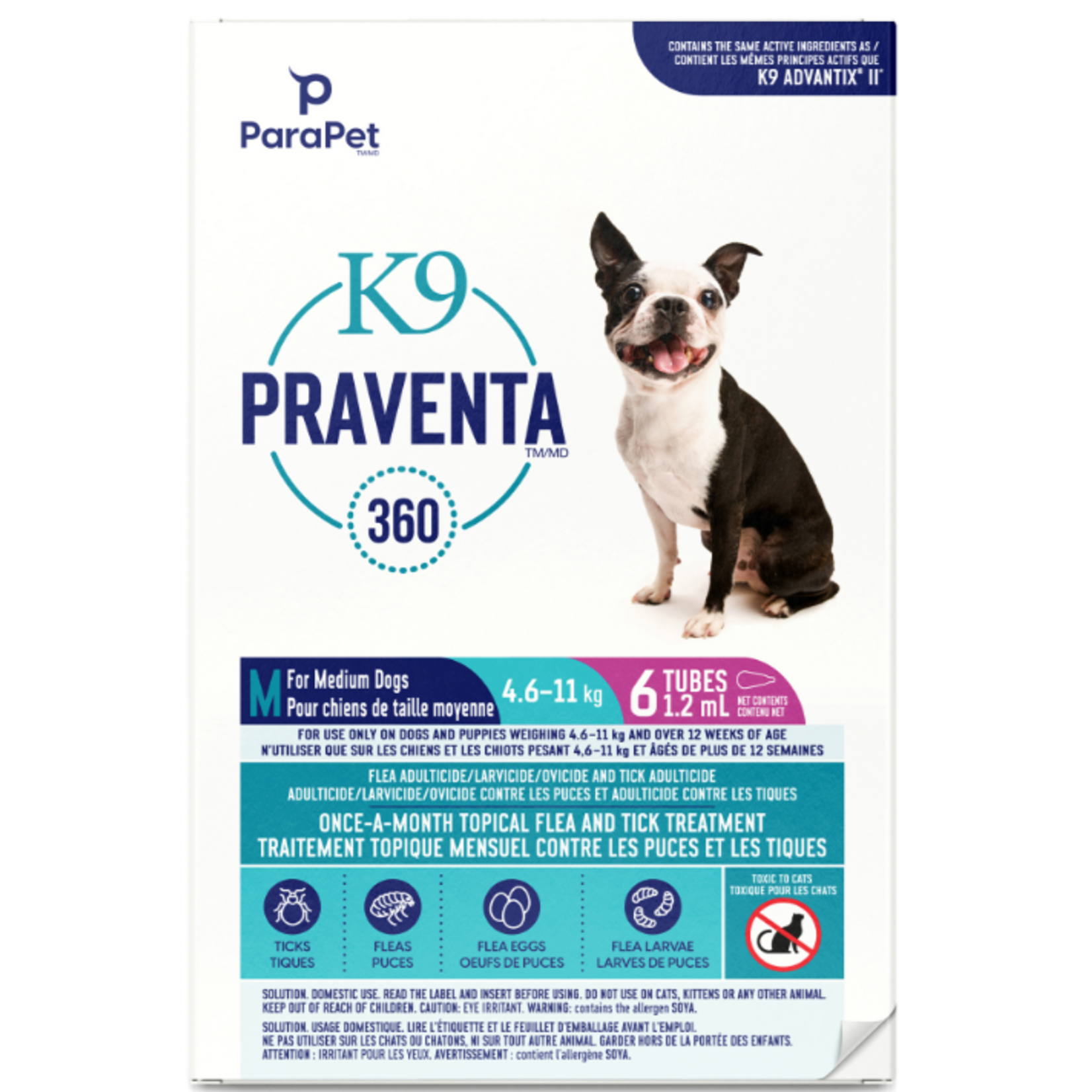 ParaPet K9 Praventa - Anti-puces et tiques - 6 tubes