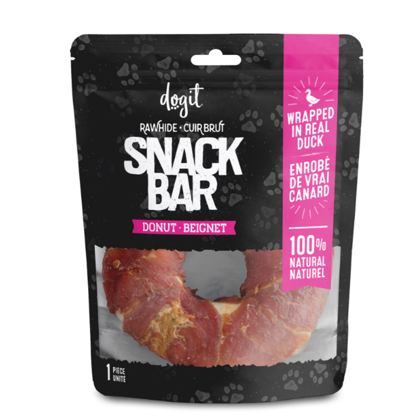 Dogit Snack Bar Rawhide - Duck-Wrapped Donut - 1 pc - 10 - 11.4 cm dia