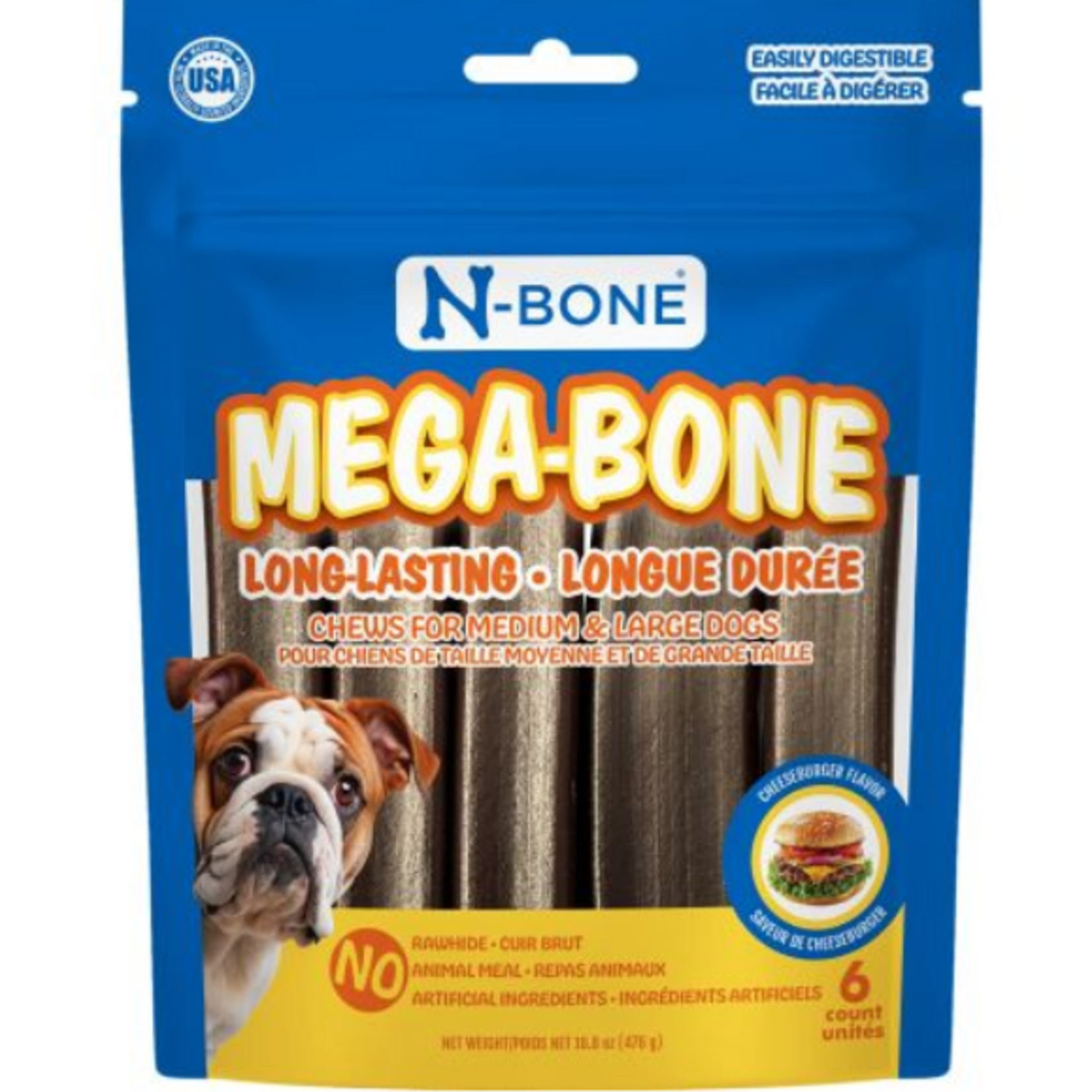 N-BONE Mega-bone - Long-Lasting Chew Stick - Cheeseburger - 476 g