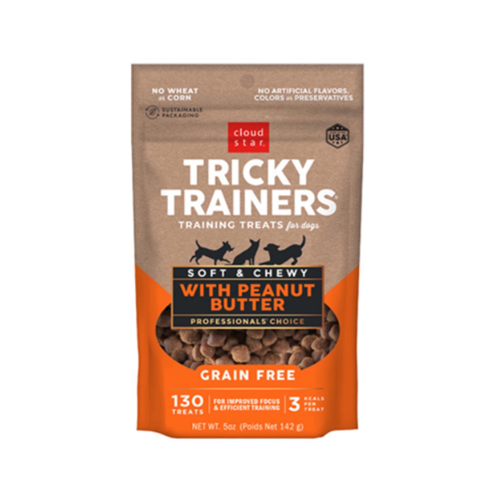 Cloud Star Tricky Trainers - Soft & Chewy Grain Free - Peanut Butter - 5oz