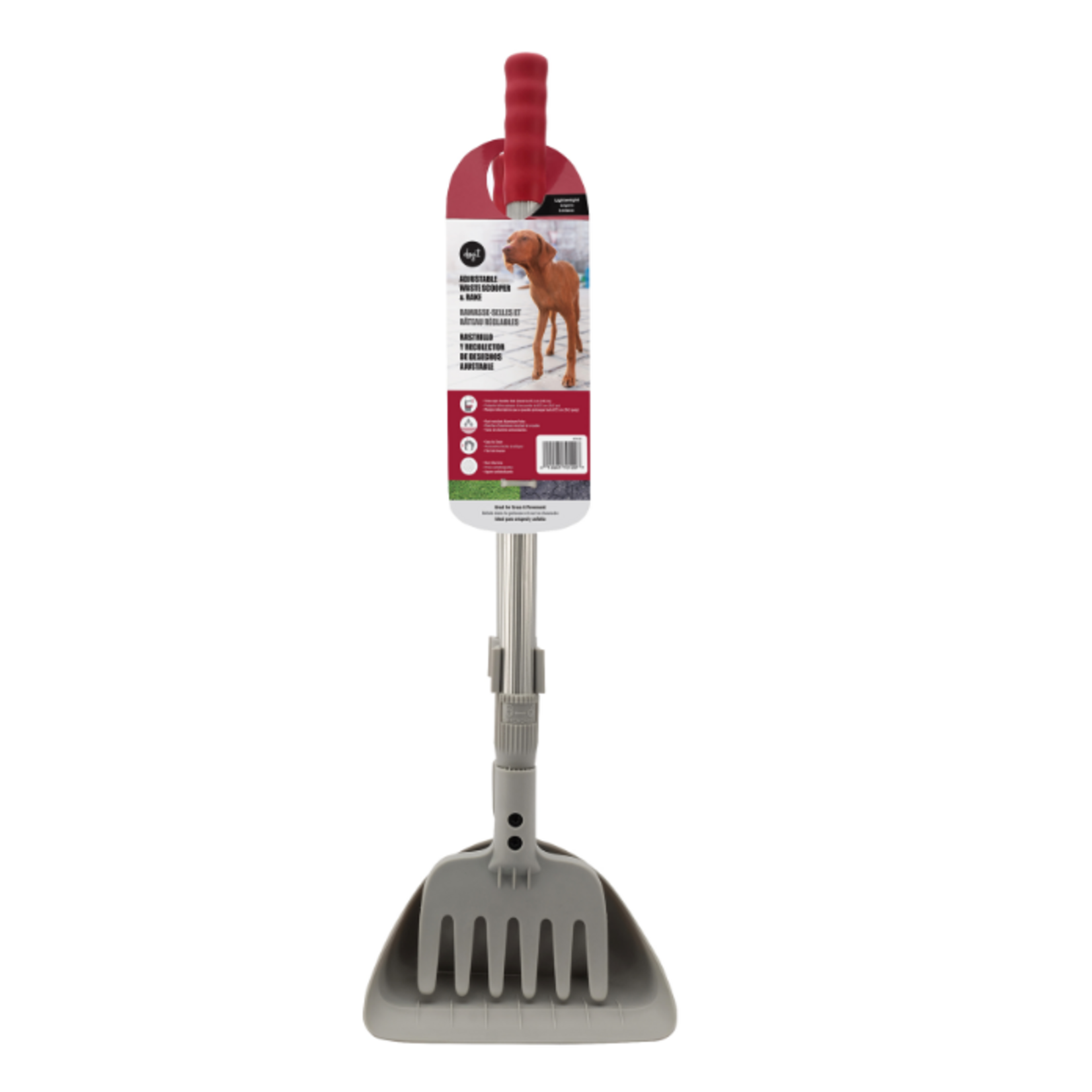 Dogit Adjustable Waste Scooper & Rake - Extends to 34.5 in
