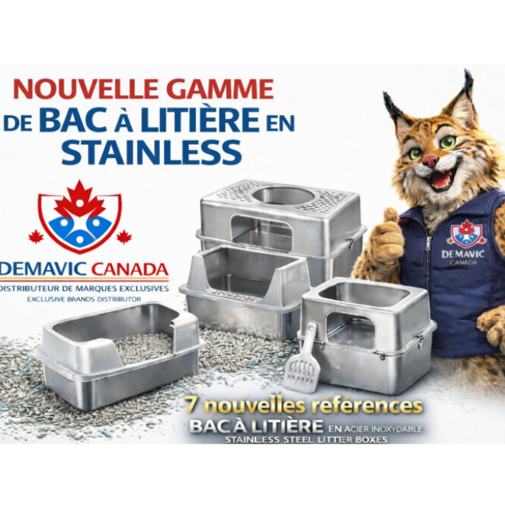 Demavic Stainless Steel Litter Boxes - Sold separately