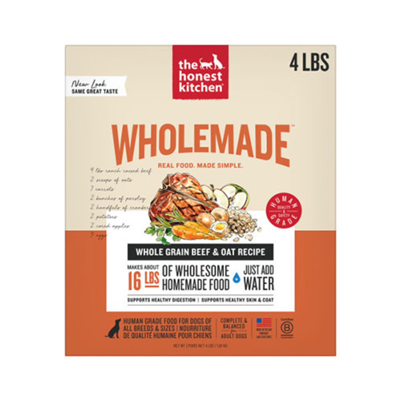 Honest Kitchen Wholemade - With grain - Beef Recipe - Dog Food - 4 lbs