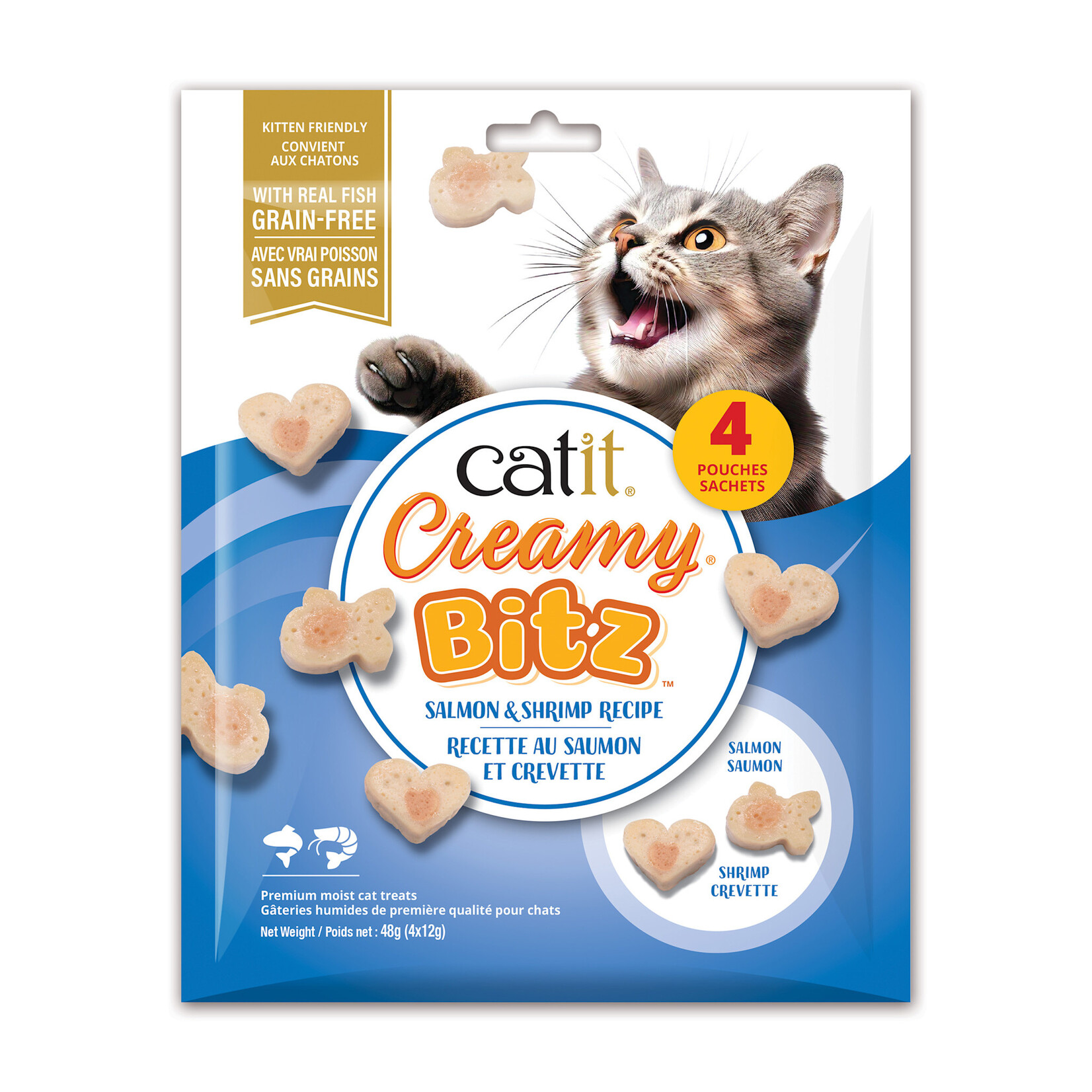 Catit Friandises moelleuses et crémeuses - Saumon et crevettes - 48 g