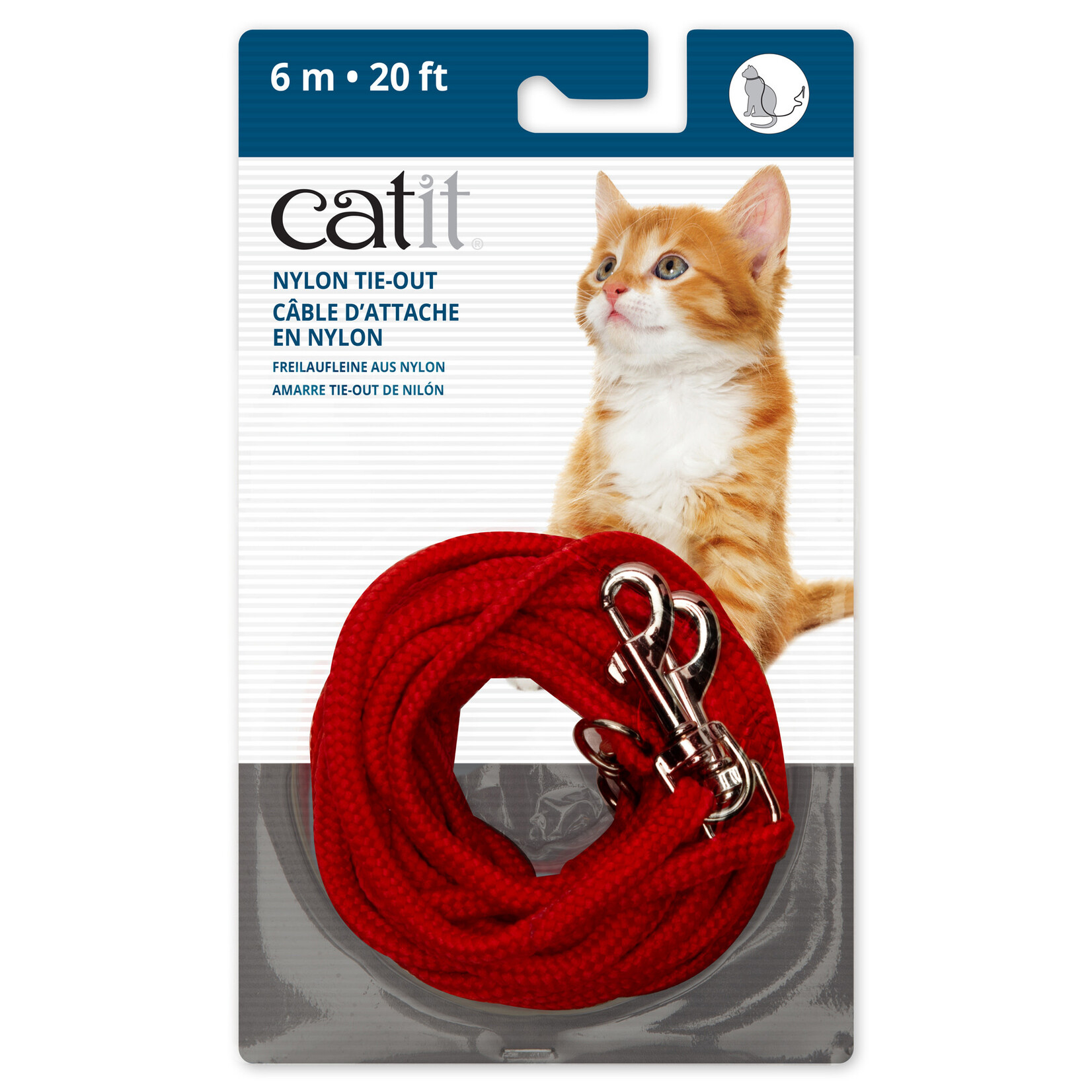Catit Corde d'attache en nylon rouge - 20 ft