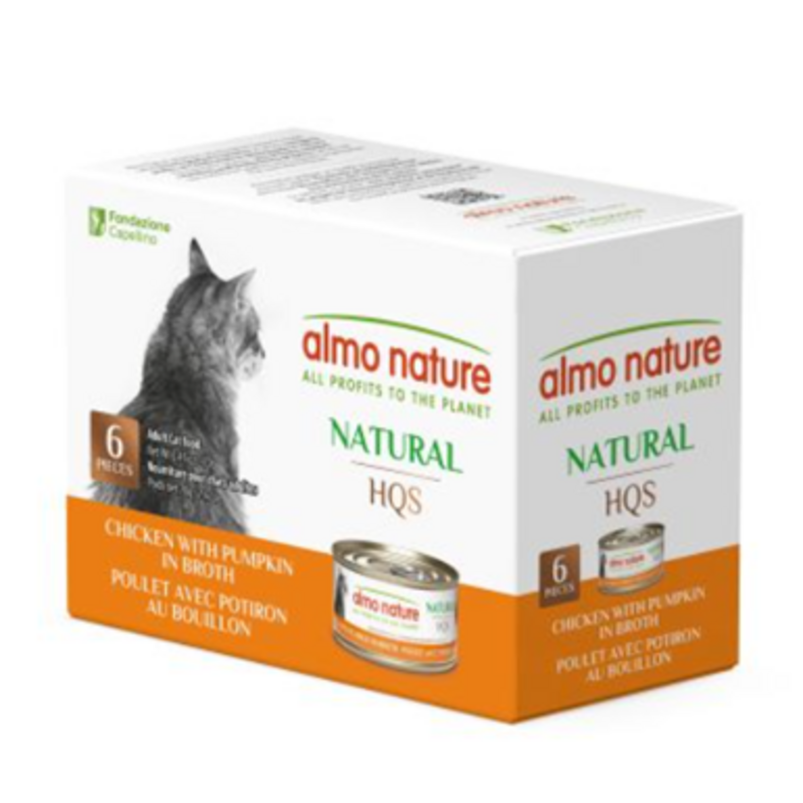 Almo HQS Natural - Multipack Pour Chat - Poulet Avec Potiron Au Bouillon Boîte De 6x70gr