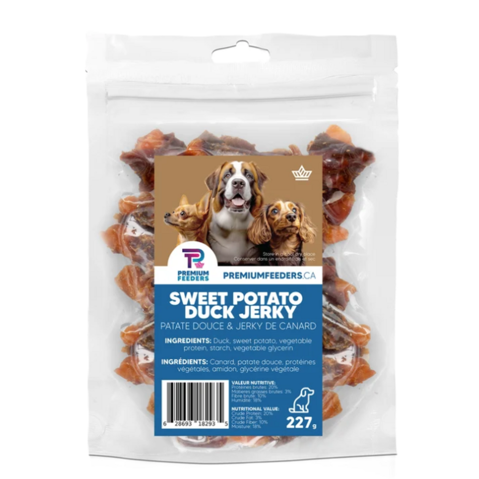 Premium Feeders Patates douces & Jerky de canard – 227 g