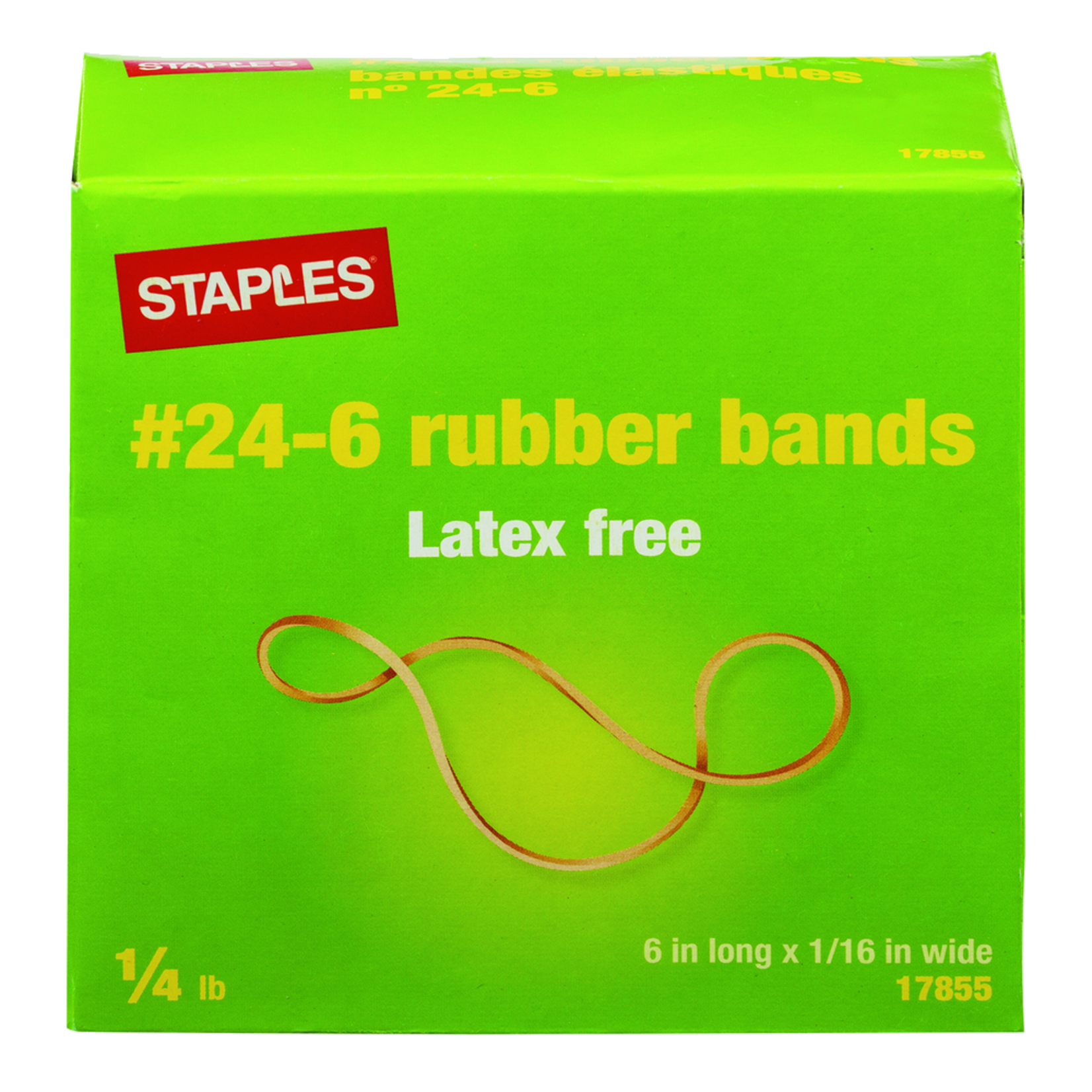 Staples Latex Free Rubber Bands - #24-6, 1/4 lb. Box