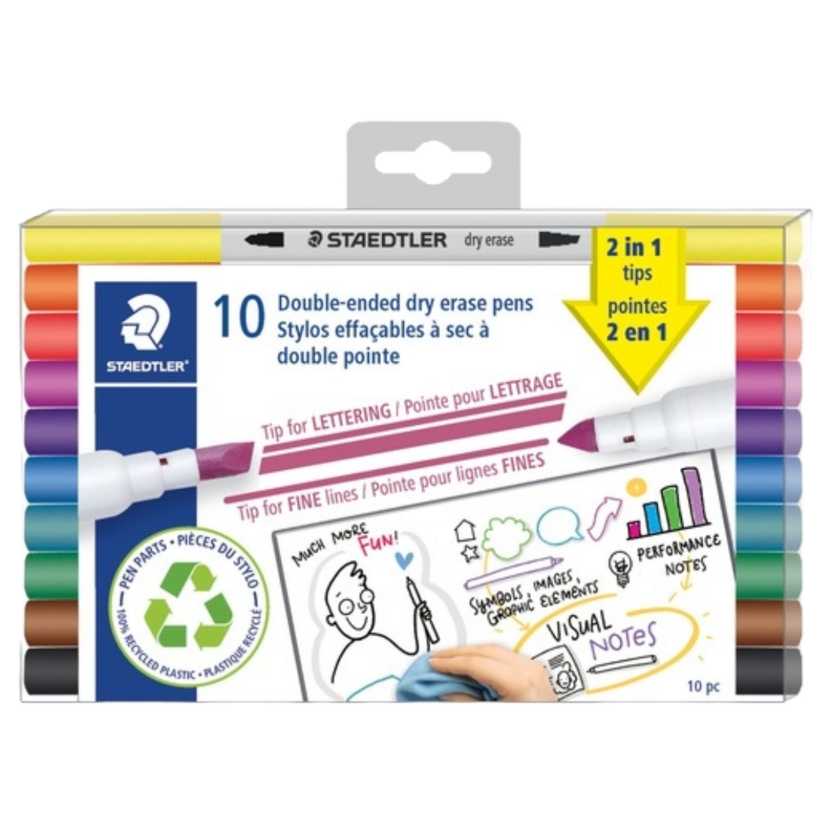 Staedtler Double-ended Dry Erase Pens - 10pk.