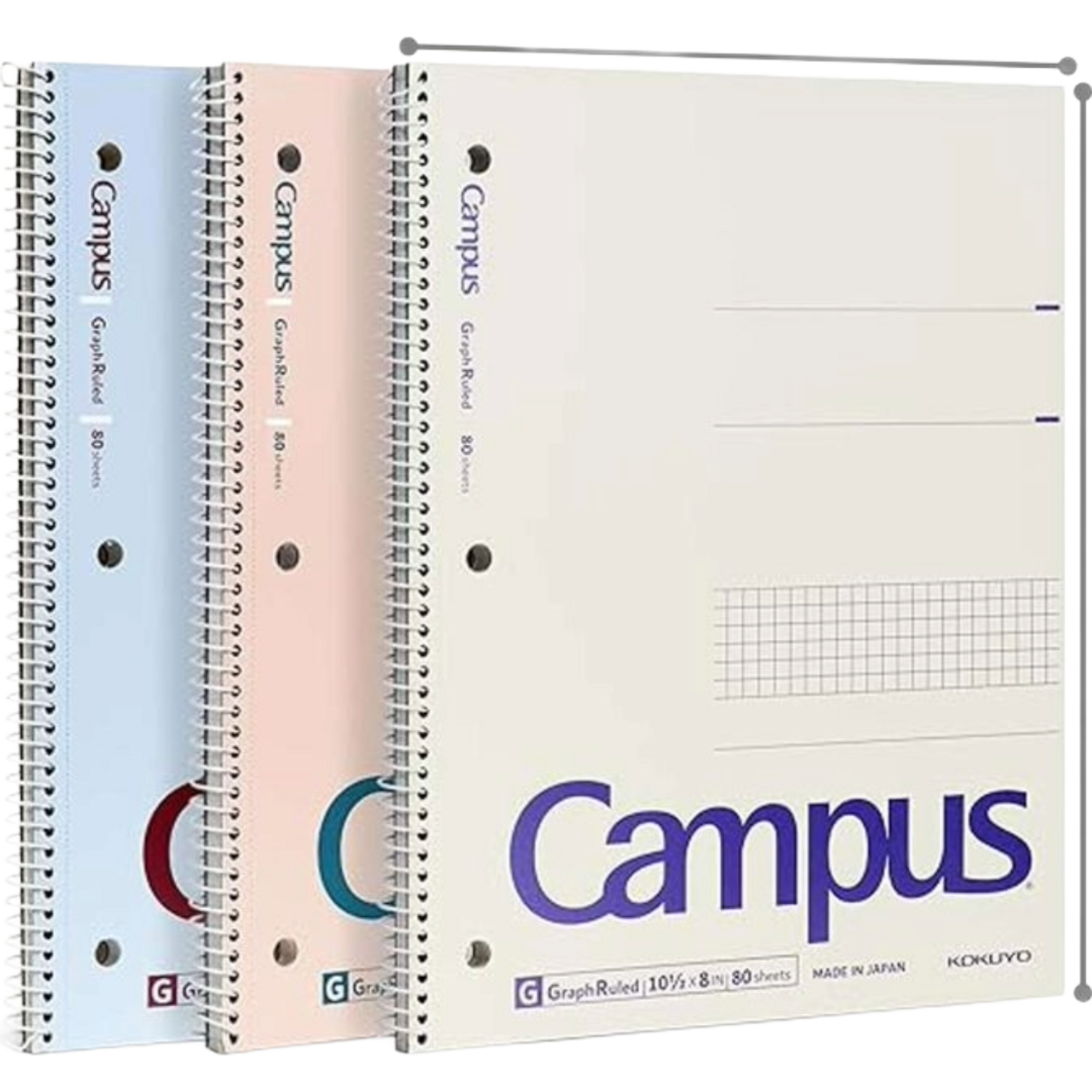 KOKUYO KOKUYO Campus Spiral Notebook Graph Ruled 80 Sheets Pack of 3