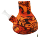 SILICONE BEAKER w/ DESIGN REd Orange Skull