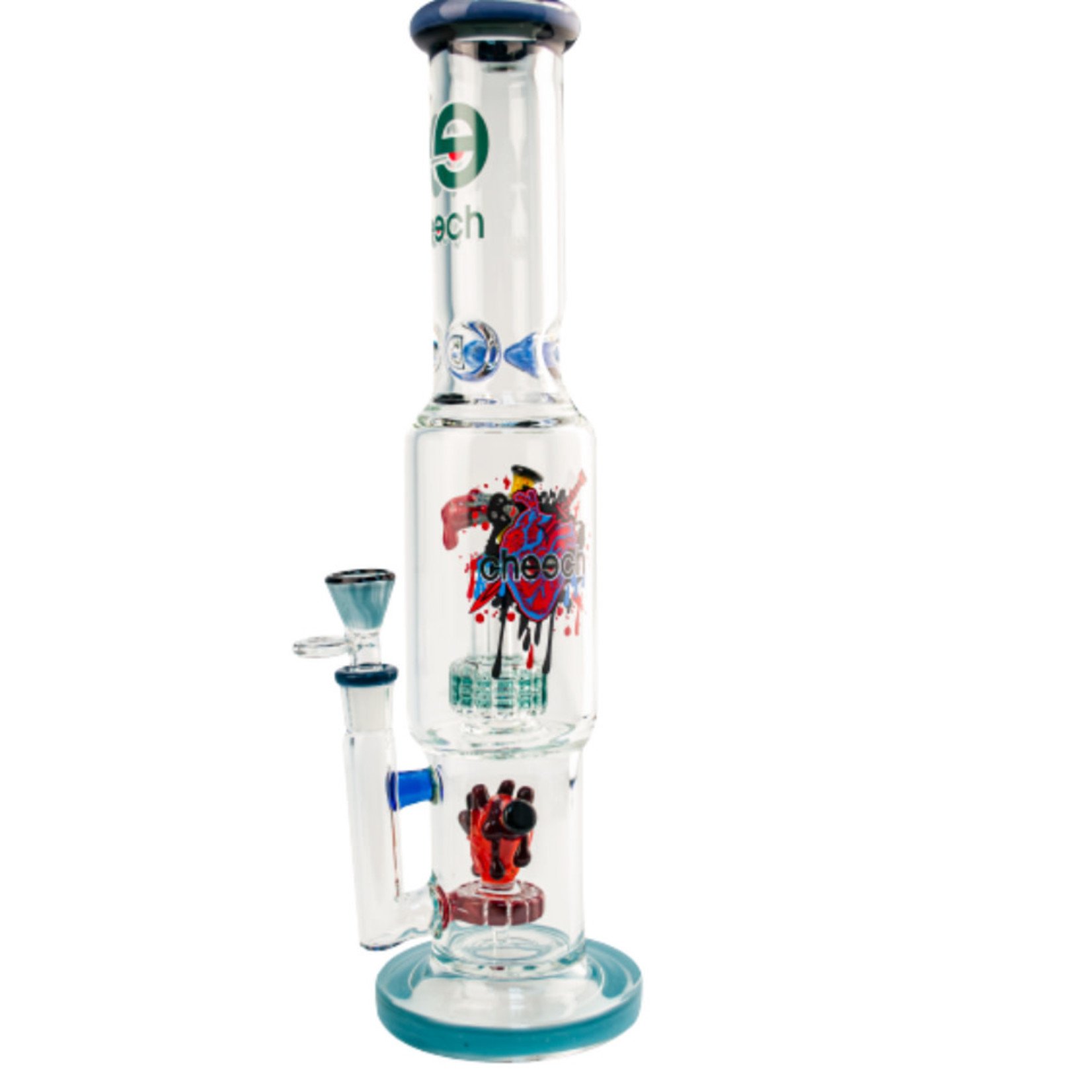 Cheech CHEECH 10"Straight tube w. Shower head heart PERC BEAKER