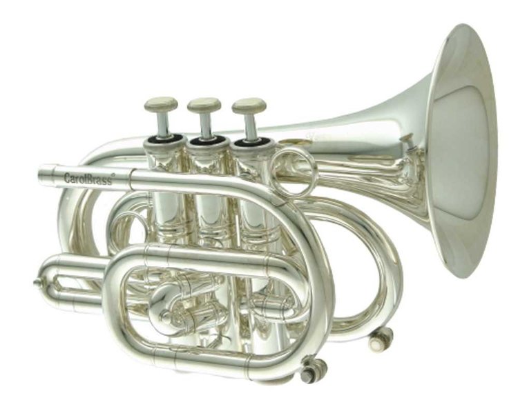 CarolBrass CarolBrass Classic Pocket Trumpet with Silver Plated Finish CPT-3000-GLS-Bb-S