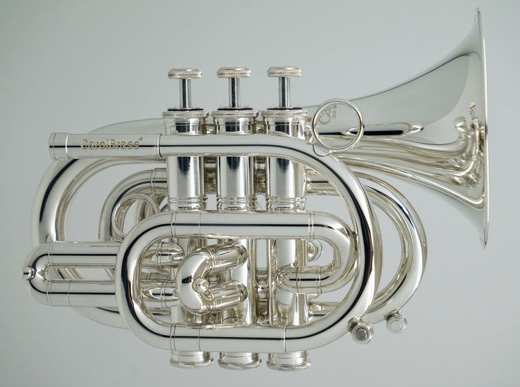 CarolBrass CarolBrass Classic Pocket Trumpet with Silver Plated Finish CPT-3000-GLS-Bb-S