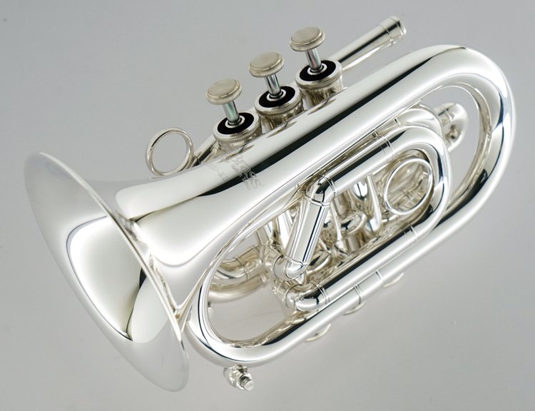 CarolBrass CarolBrass Classic Pocket Trumpet with Silver Plated Finish CPT-3000-GLS-Bb-S