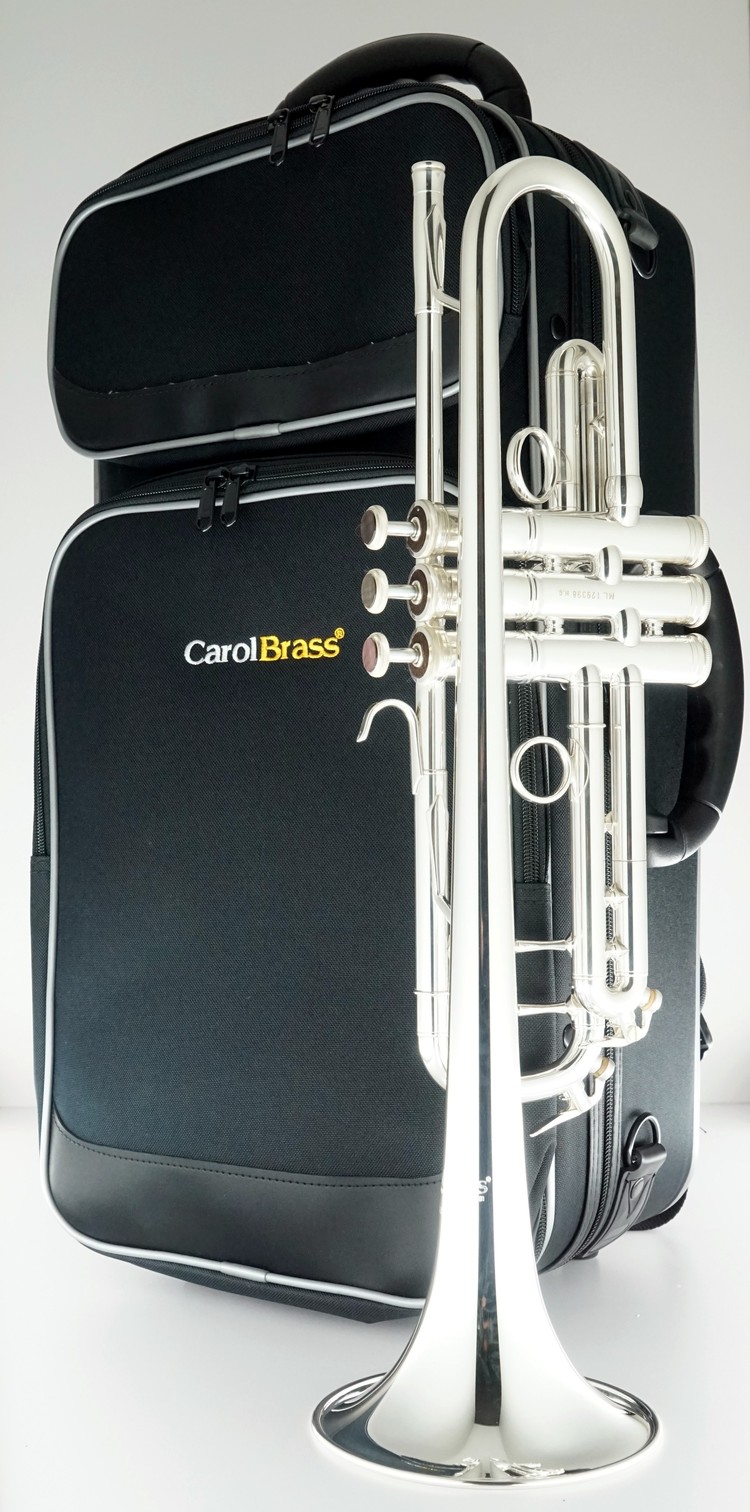 CarolBrass CarolBrass Professional Trumpet with Silver Plated Finish CTR-5060H-GSS-Bb-S