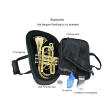 CarolBrass CarolBrass Pocket Trumpet CPT-4000-YLS-C-L with Brass Lacquer finish Key of "C"
