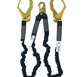Safe Keeper Dingo Core™ 4.5-6ft Dual-Leg Internal Shock-Absorbing Elastic Lanyard with Rebar Hooks