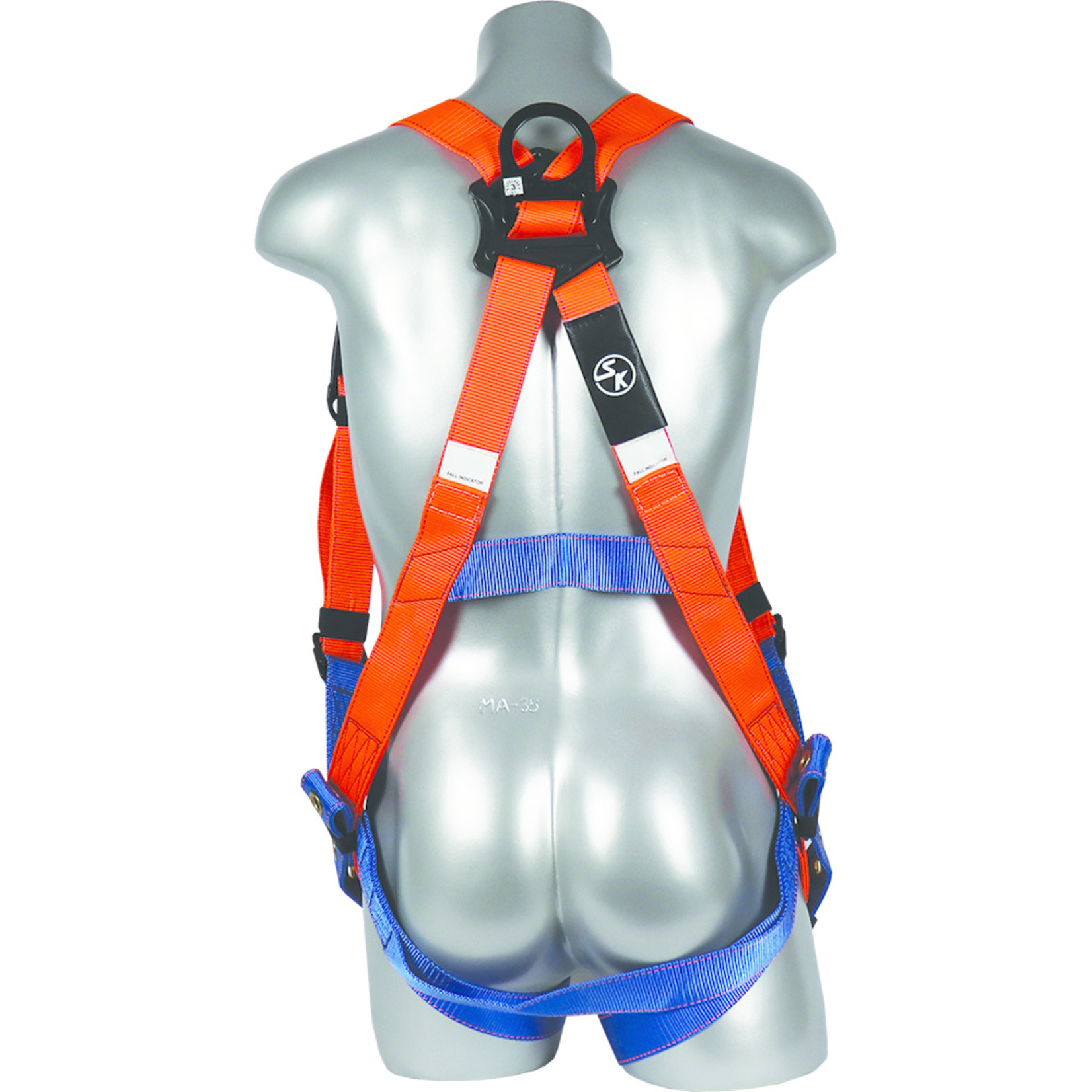 Safe Keeper Grizzly Economy™ 5-Point Adjustable Full-Body Harness with Dorsal D-Ring UF Orange & Blue