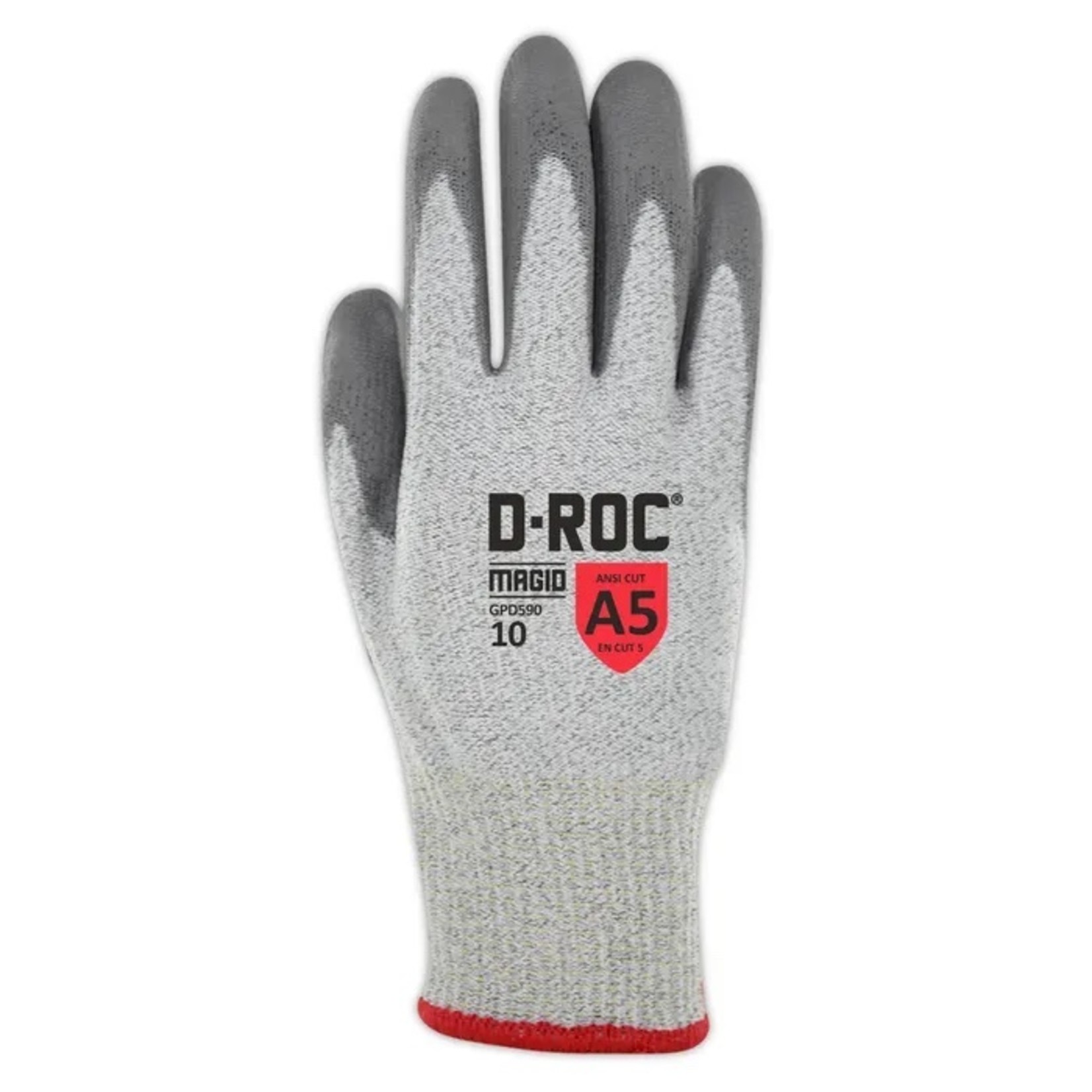 Magid Glove & Safety D-ROC GPD590 Polyurethane Palm Coated Work Glove – Cut Level A5 (12 Pairs Per Pack)