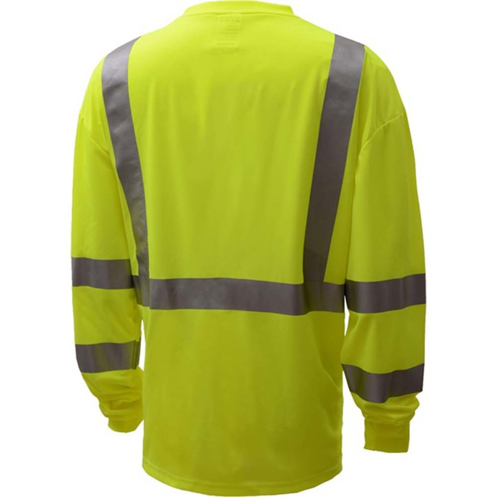 GSS Safety Standard Class 3 Moisture Wicking  Safety Long Sleeve T Shirt with Chest Pocket Lime