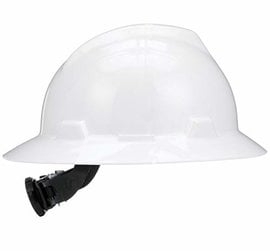 Safety Hard Hat Ratchet Susp SLOTTED MSA 475369 WHITE Full Brim V-Gard 