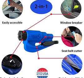 Resqme Car Escape Tool / Seatbelt Cutter / Window Breaker (Blue)