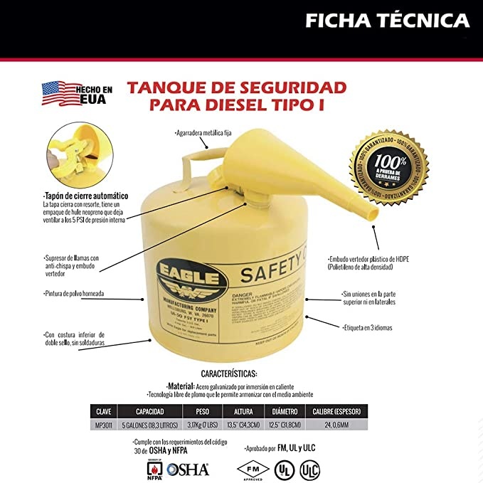 Eagle Diesel Safety Can 5Gal