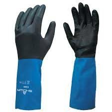 Showa 845-CHML-09 - Neoprene Gloves Flock Lined CHM Series, Black/Blue, (Per Dozen)   9 - Large