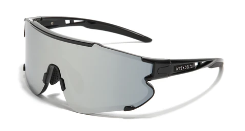 WYE DELTA Z87-HV-BLKMIRROR-POL:   Wye Delta's HIVIZ BLACK MIRROR POLARIZED Safety Glasses.  100% UV / ANSI Z87+