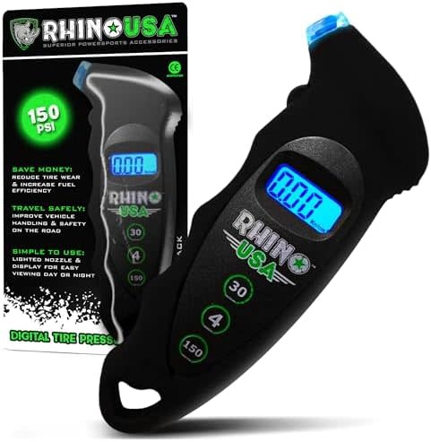 RHINO USA RHNRGAUGEDIGITAL:  Rhino USA Digital Tire Pressure Gauge 150 PSI.