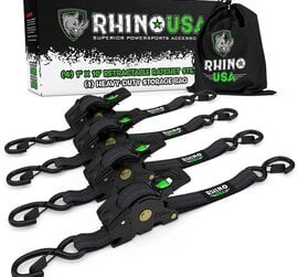 RHINO USA TD-RSRE1X10-BLK-R:   Rhino USA Retractable Ratchet Straps [1 in. x 10 ft., Black, Set of 4]