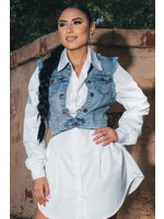 Ripped Denim Jacket Vest