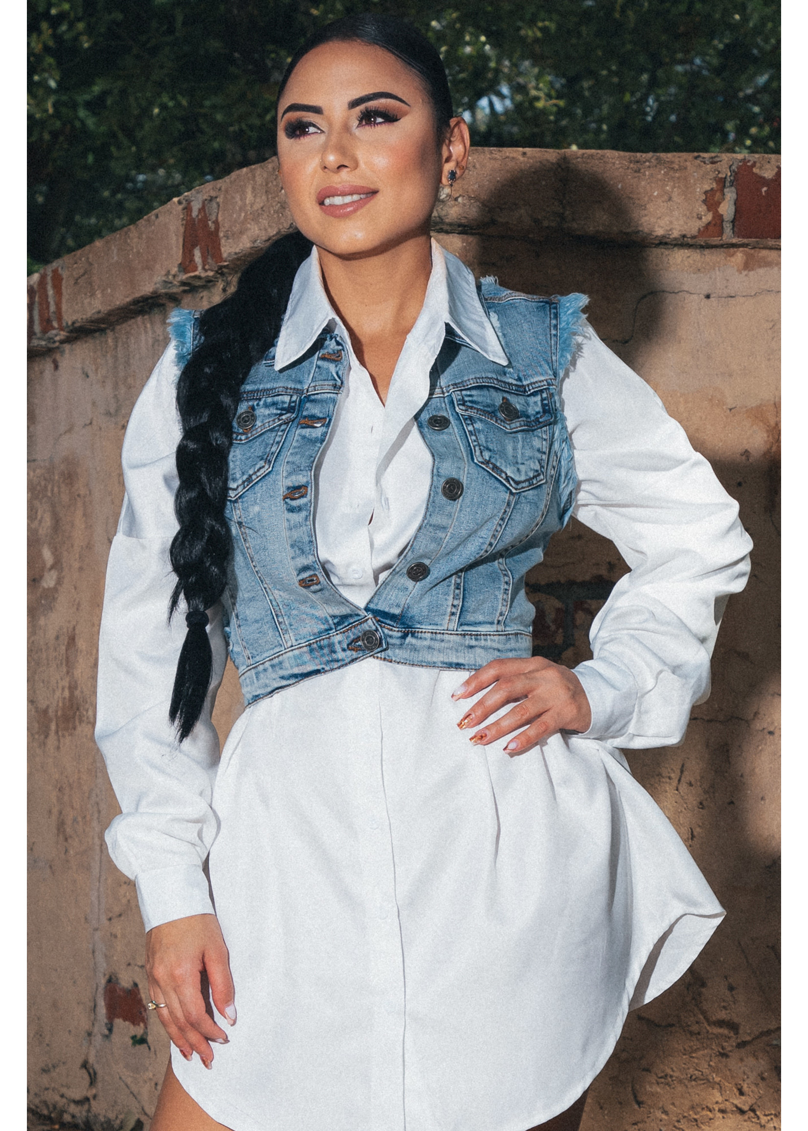 Ripped Denim Jacket Vest