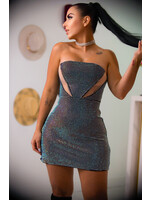 Rhinestone Strapless Mini Night  Dress