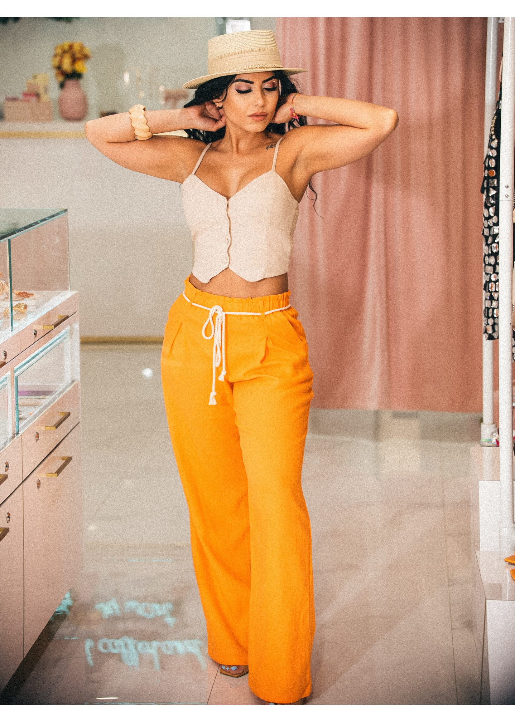 Love Tree Linen Rope Belt Pants