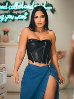Leather Zipper Corset Top