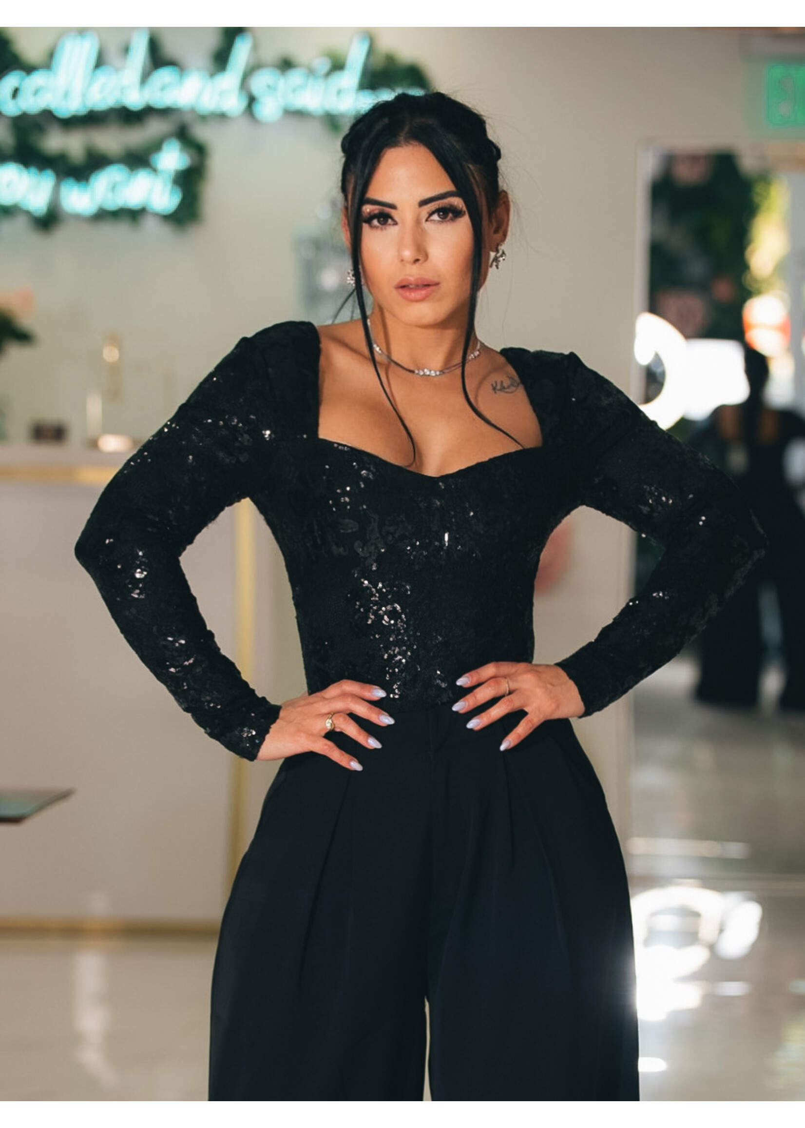 Sequin Lace Bodysuit  (Only Bodysuit)
