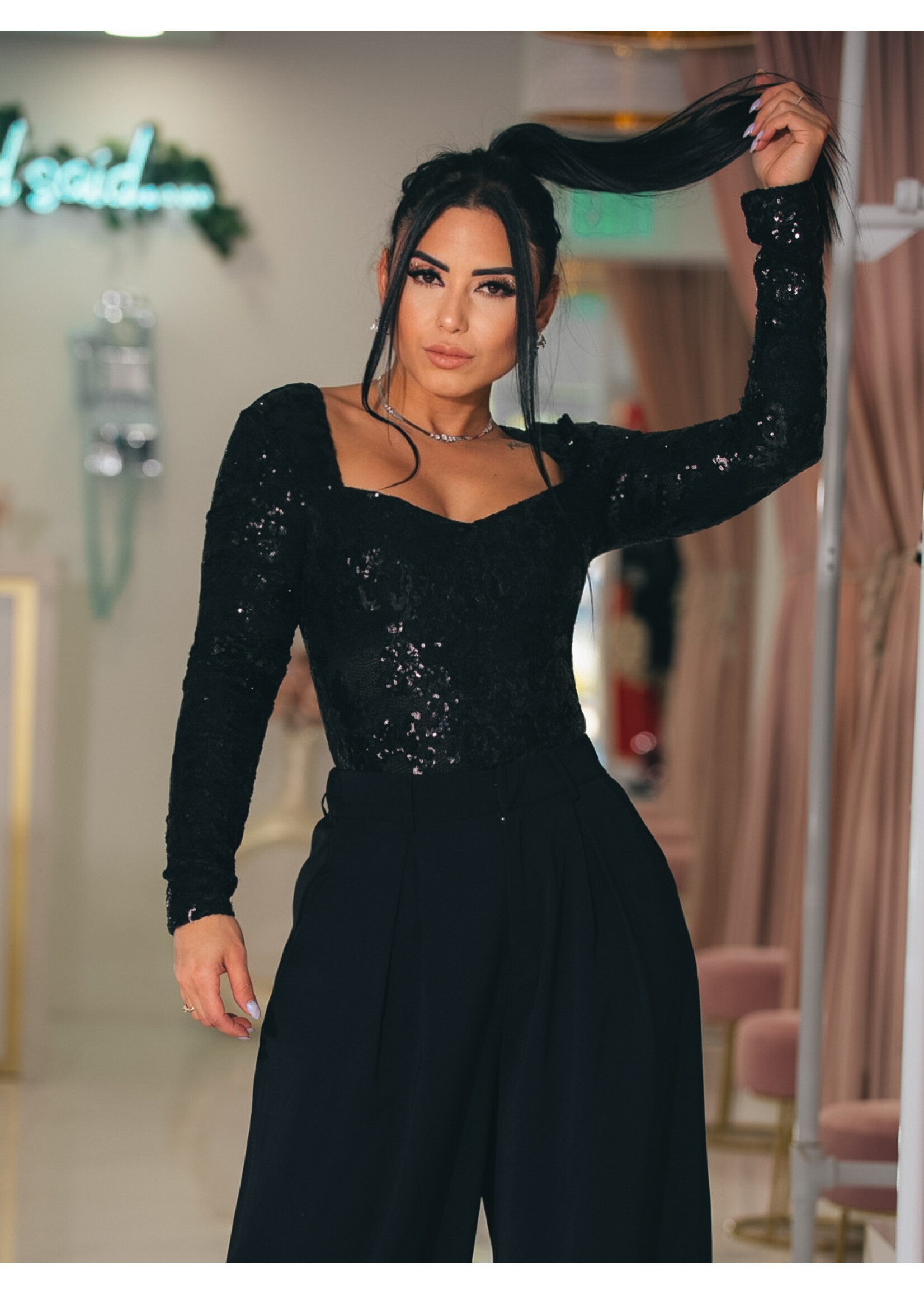 Sequin Lace Bodysuit  (Only Bodysuit)