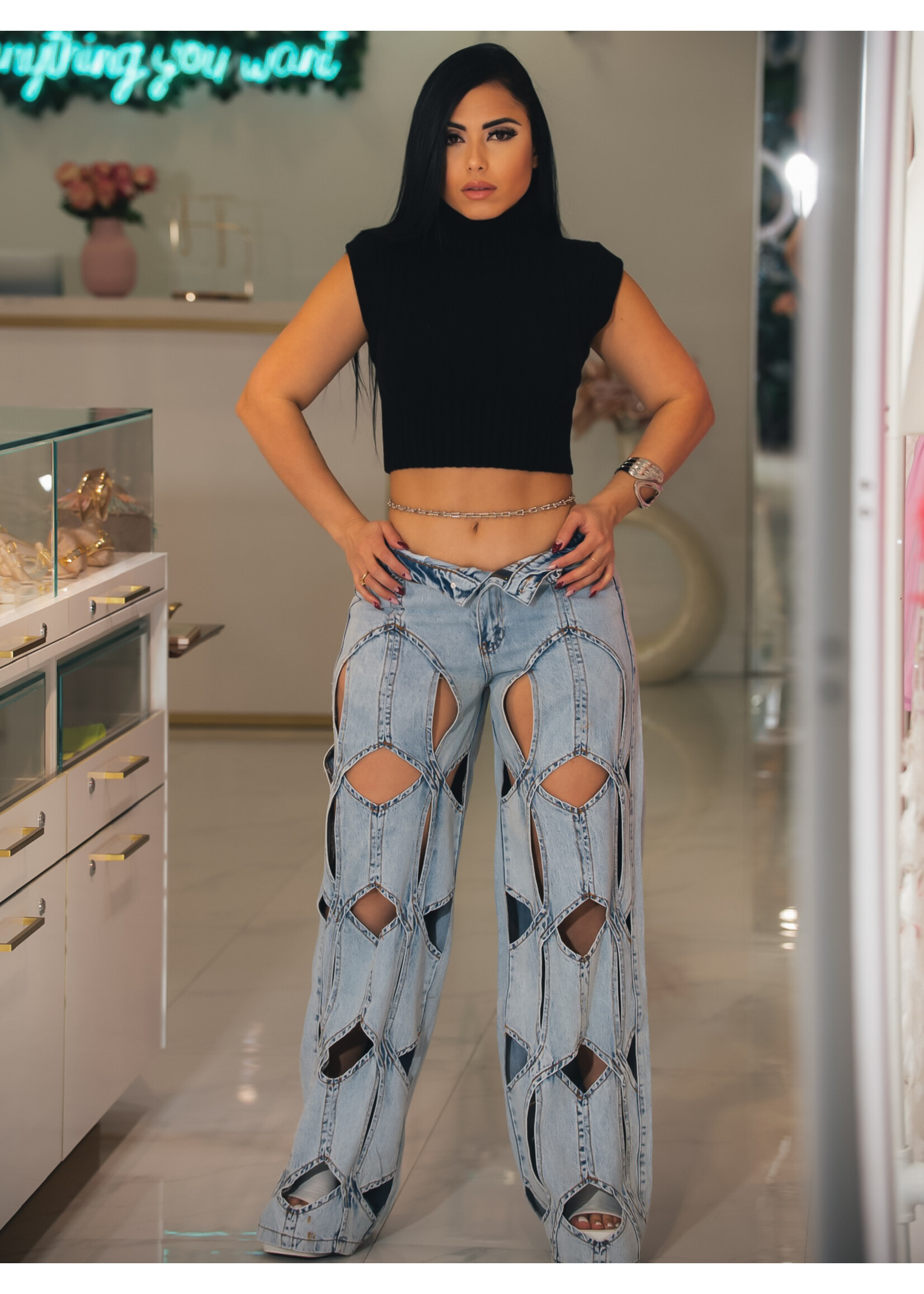 Hollow Design Fashion Jeans