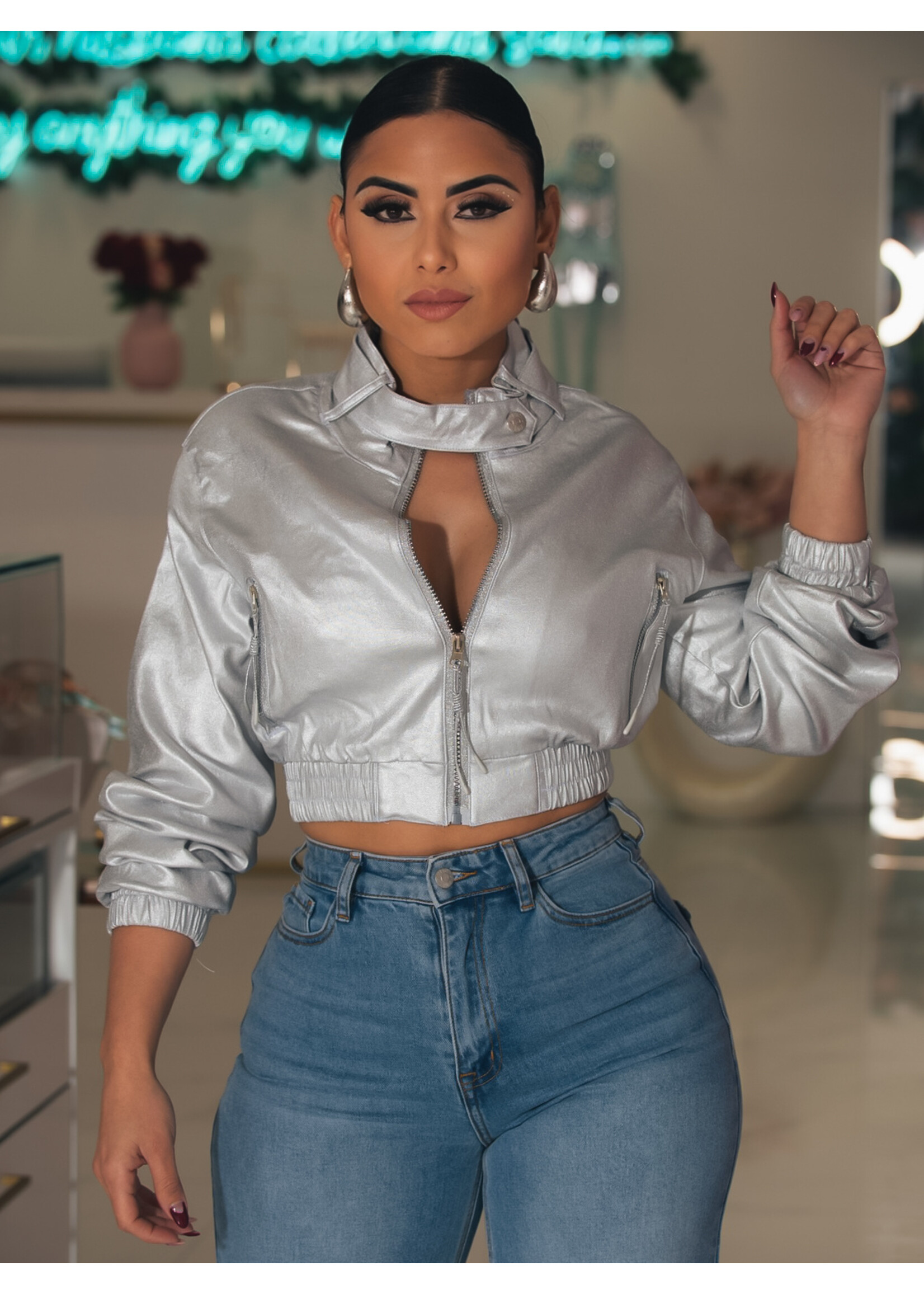 Glitter Blouson Jacket