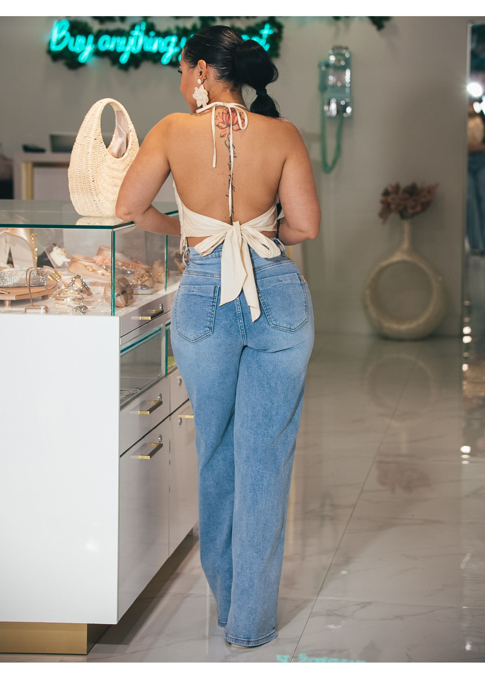 Halter Embroidery Details Top