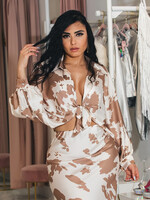 Knot Cow Print Blouse (ONLY TOP)