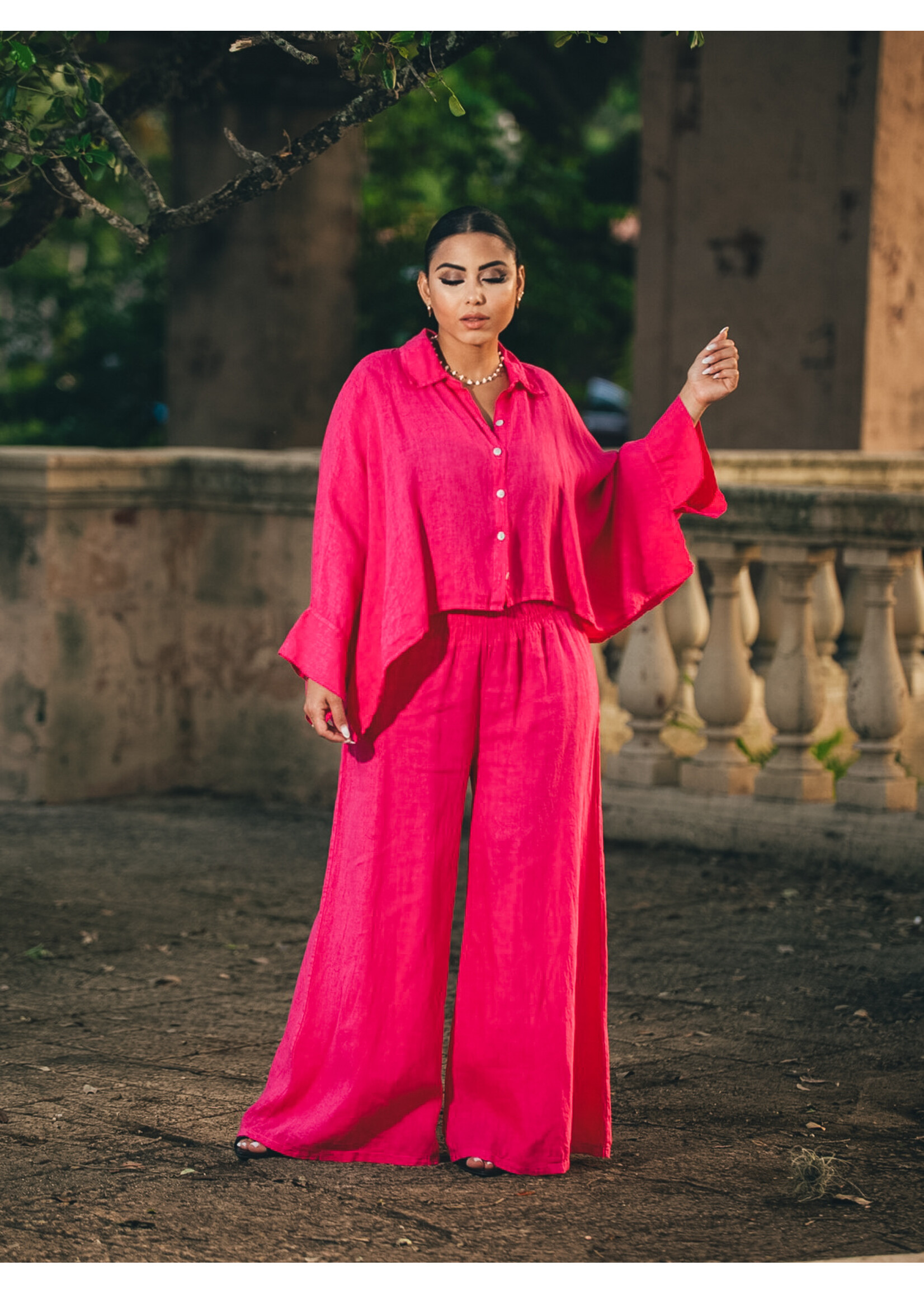 Flowy Linen Jacket Shirt (Only Top)