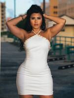 Shell Details Halter Mini Dress