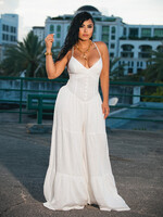 Linen V-Neck Wide Leg Jumpsuit