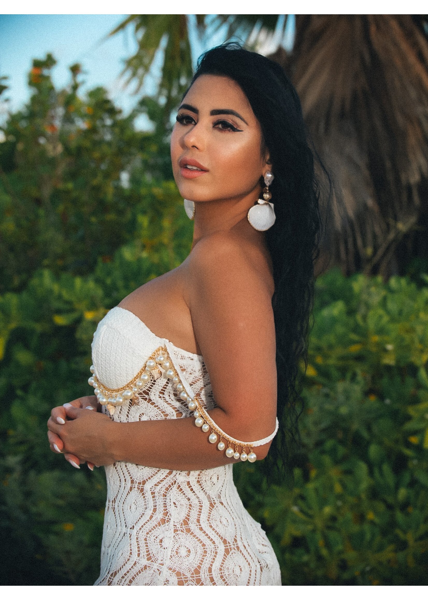 Pearls and Concha Earrings