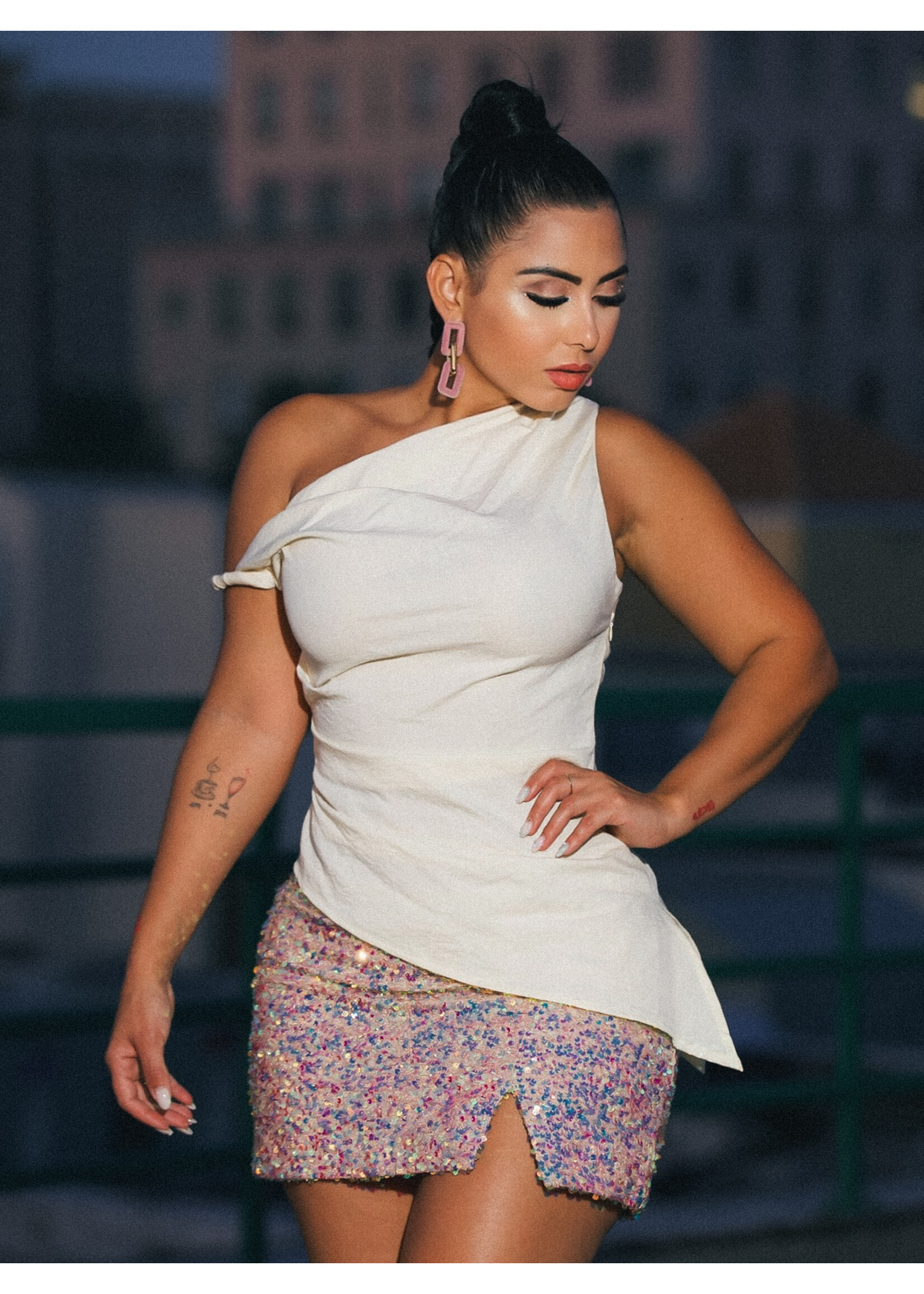 Asymmetrical Shoulder Tunic Top