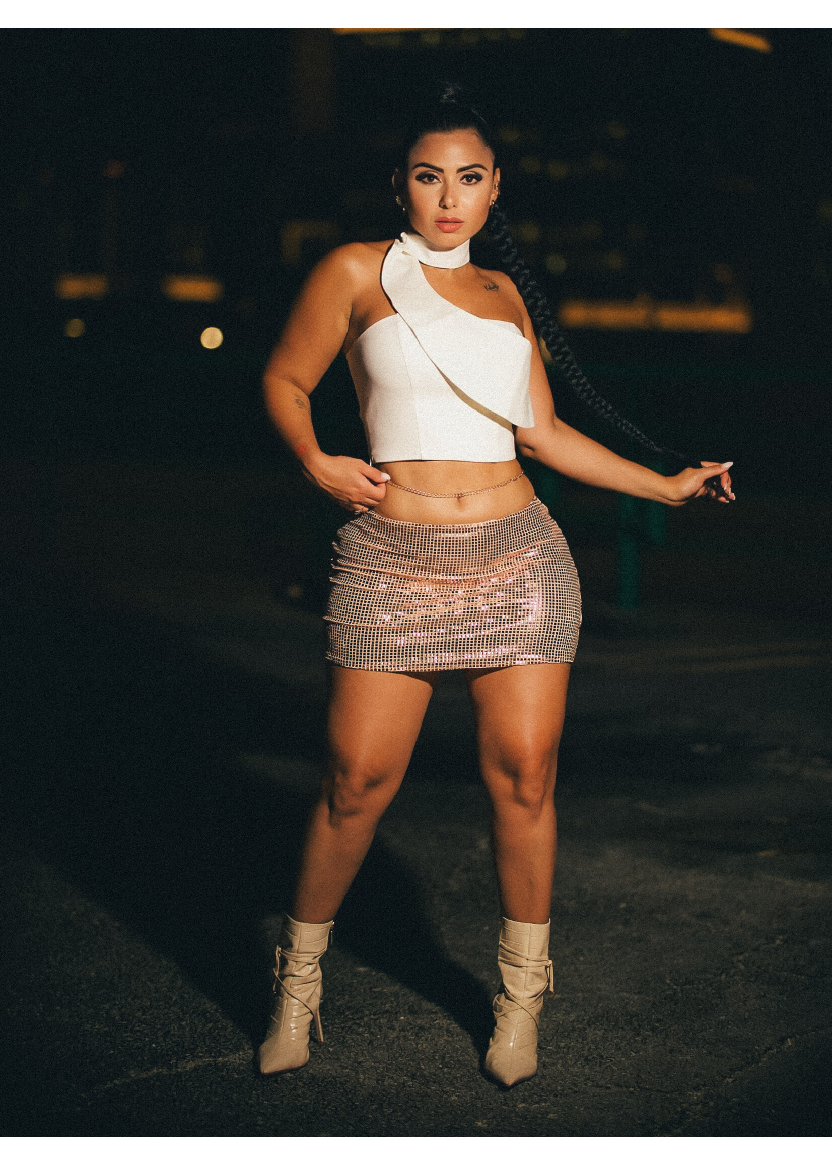 Nylon Spandex Slinky Micro Mini Skirt