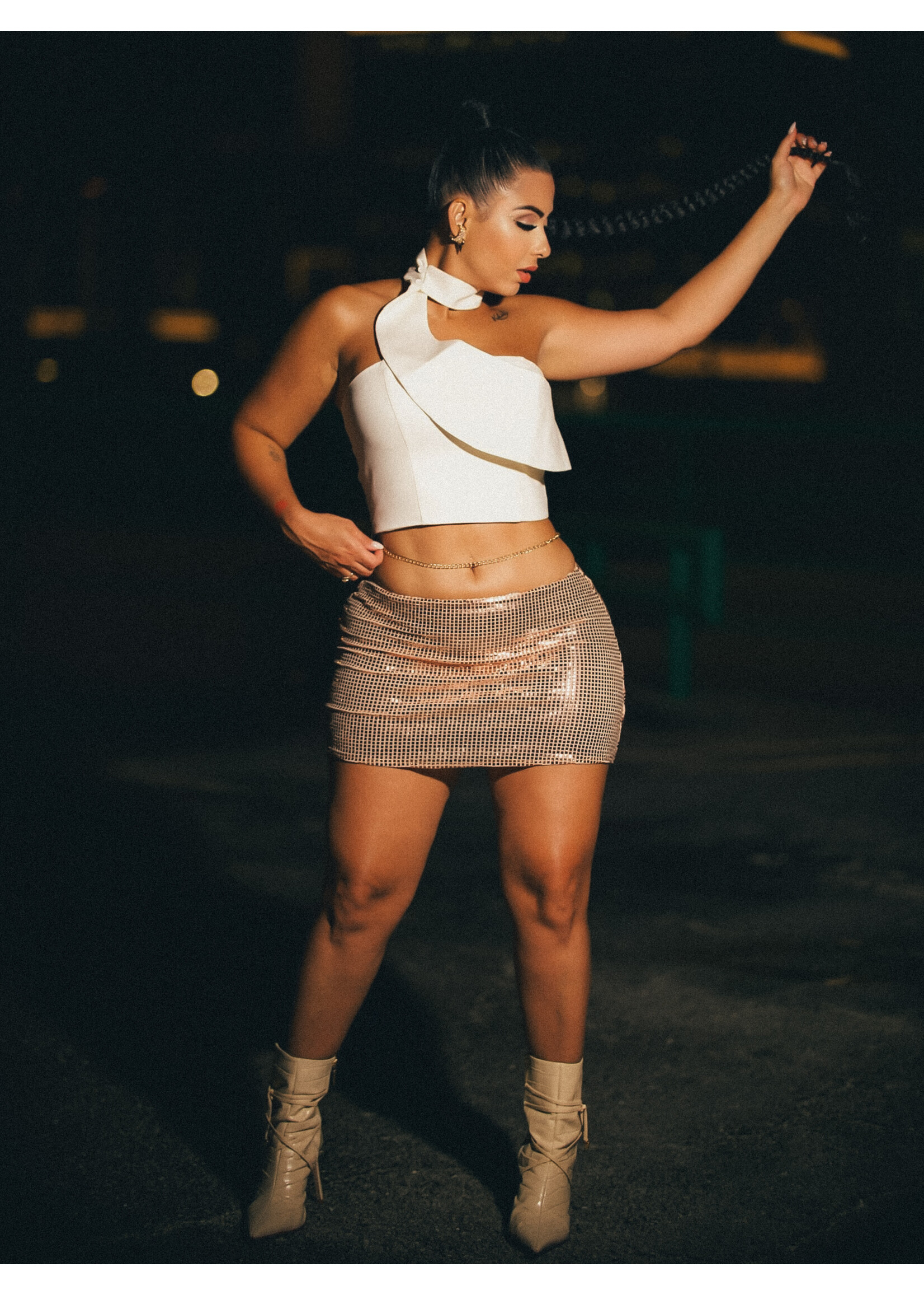 Nylon Spandex Slinky Micro Mini Skirt